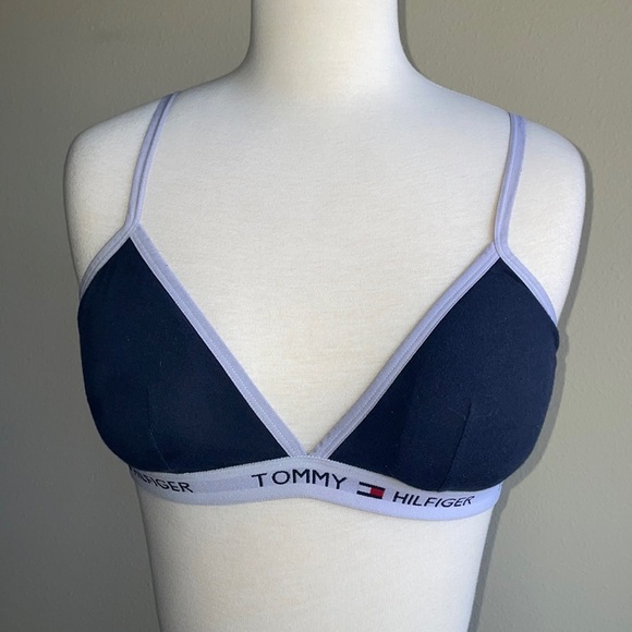 TOMMY HILFIGER navy bra with logo band adjustable straps in women’s size medium - Picture 2 of 7